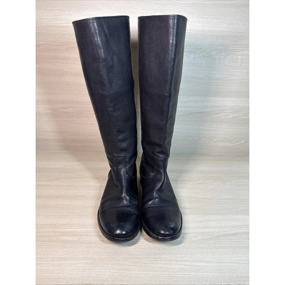 Frye 76430 Melissa Button Black Soft Leather Knee-High Riding Women's Boots 7.5B